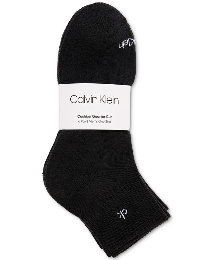 Calvin Klein Athleisure Men's Solid Cushion Quarter Socks, Six Pairs ...