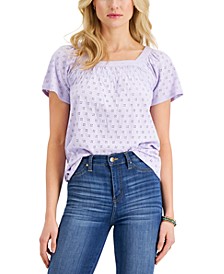 Petite Solid Square-Neck Top, Created for Macy's