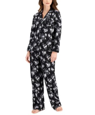 Charter Club - Brushed Knit Notch-Collar Cotton Pajama Set