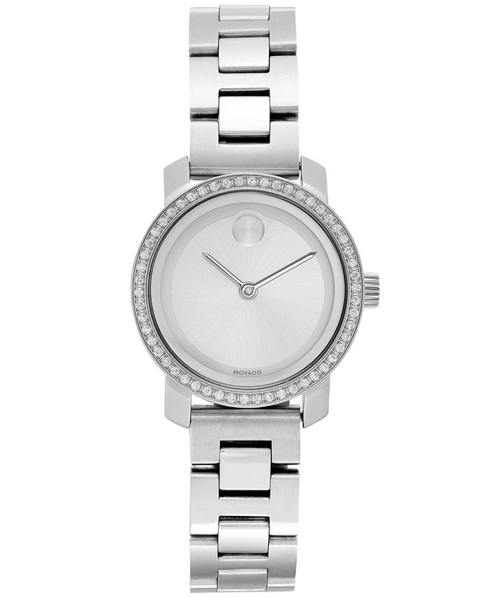 Movado bold stainless steel hot sale watch with diamonds 25mm