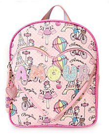 Big Girls Miss Gwen Paris Print Heart Pocket Mini Backpack