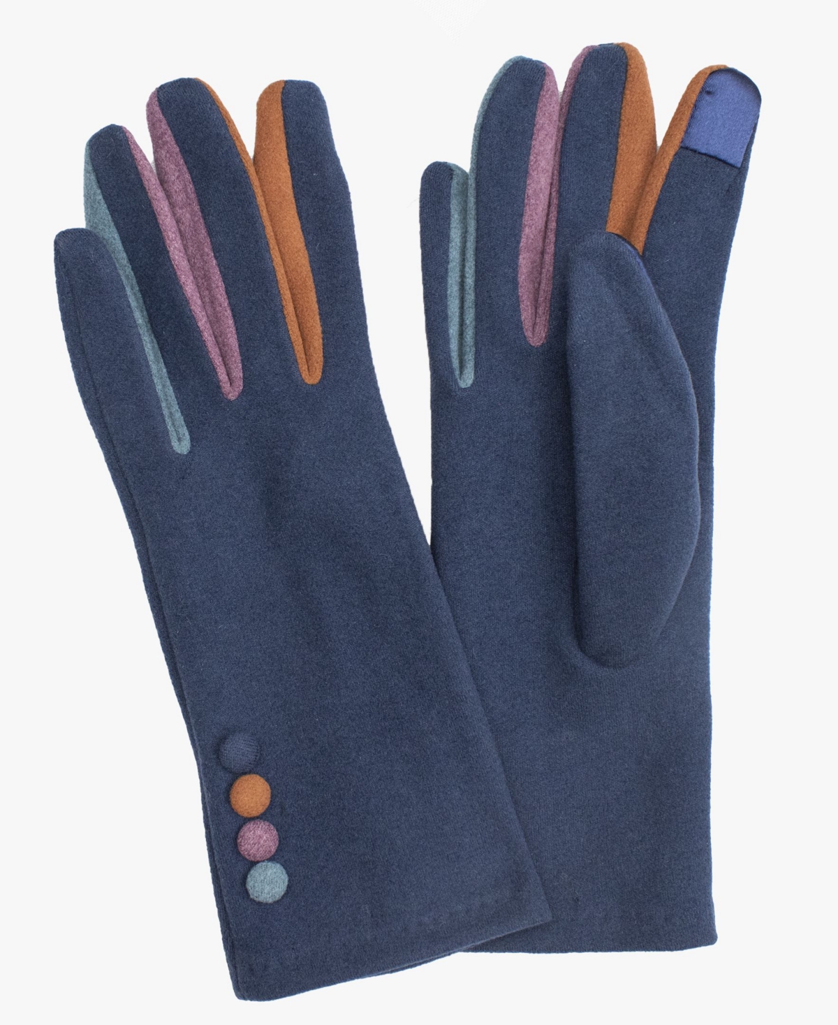 Women's Finger Pop Color Jersey Touchscreen Glove - Navy