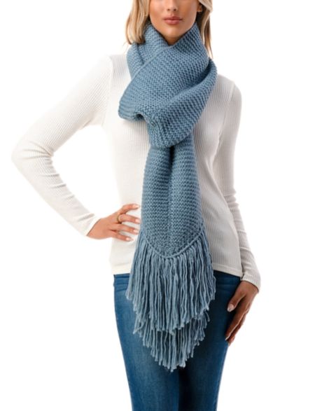 Женский шарф Marcus Adler Ultra Soft Fringe-Trim Winter, цвет: Синий
