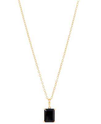 Onyx Emerald-Cut 18 Pendant Necklace in 14k Gold