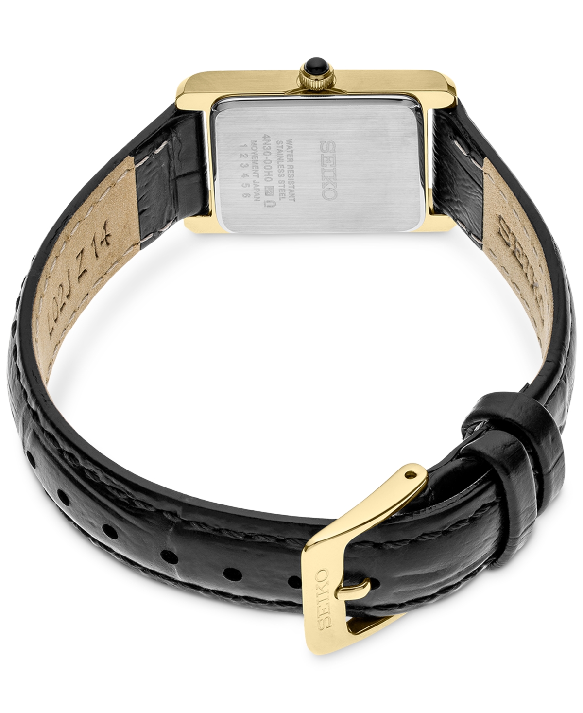 SEIKO WOMEN'S ESSENTIALS BLACK LEATHER STRAP WATCH 19MM 