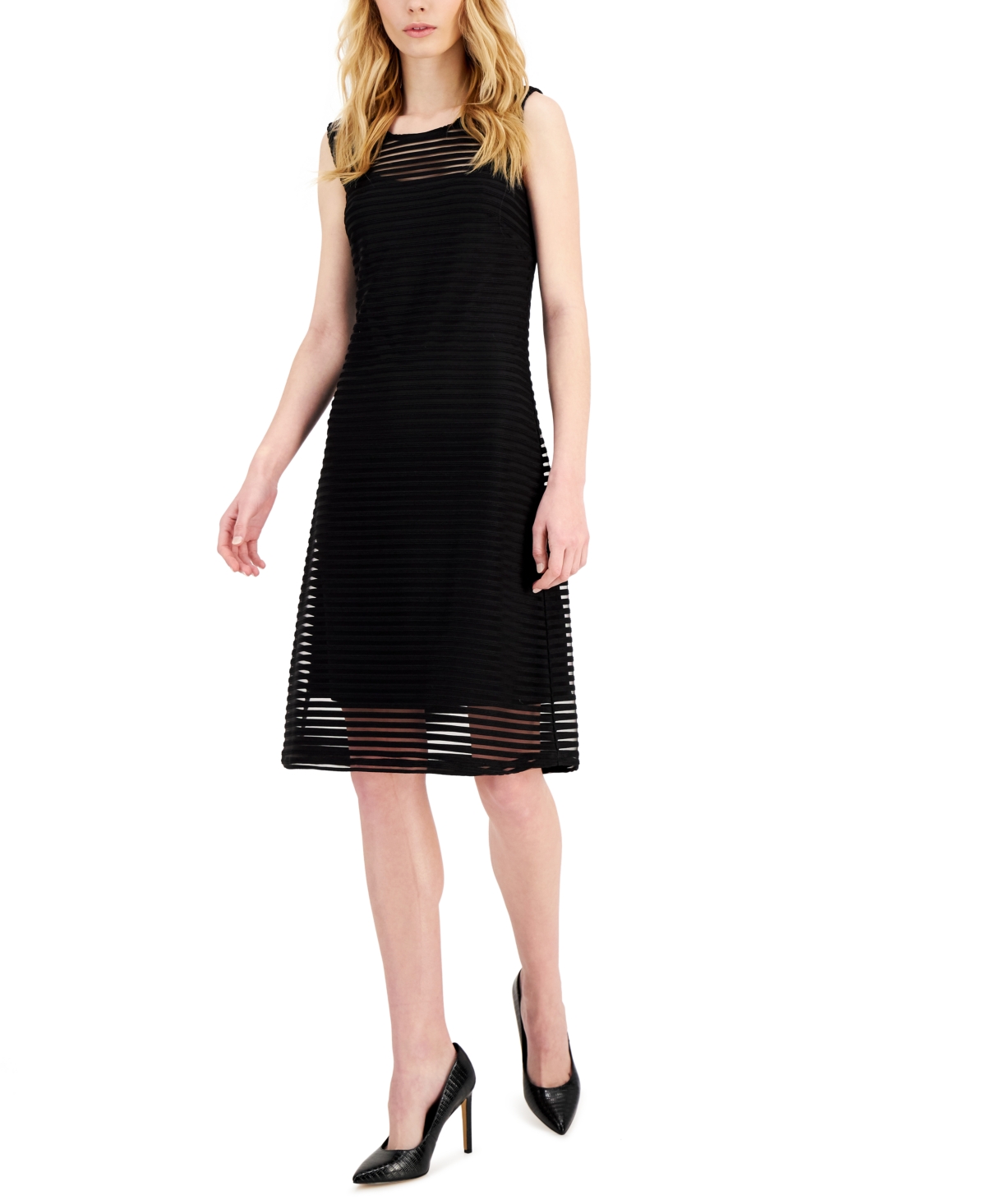 Donna Karan Shadow-Striped Dress