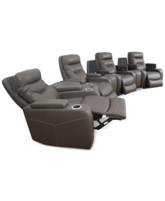 Jabarr 7-Pc. Beyond Leather Theater Seating with 3 Consoles, Created for Macy's