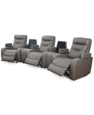 Jabarr 5-Pc. Beyond Leather Theater Seating with 2 Consoles, Created for Macy's