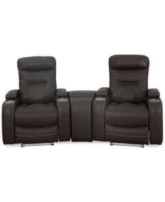 Jabarr 3-Pc. Beyond Leather Theater Seating with 1 Console
