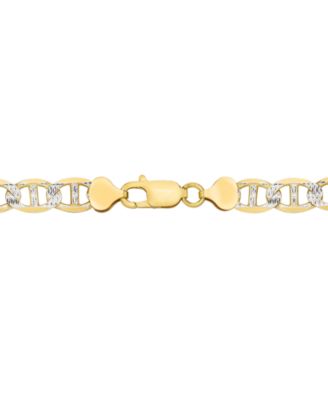 Men's Two-Tone Diamond Cut Mariner Link Bracelet in Sterling Silver & 14k Gold-Plate