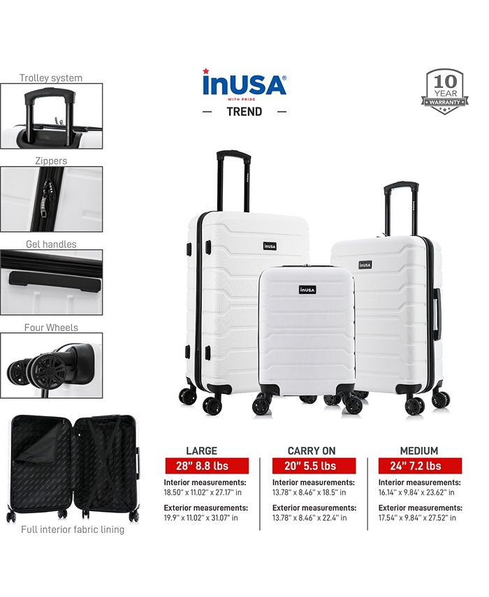 InUSA Trend Lightweight Hardside Spinner Luggage Set, 3 piece Macy's