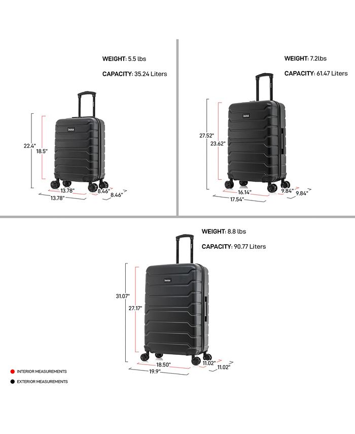 InUSA Trend Lightweight Hardside Spinner Luggage Set, 3 piece & Reviews ...