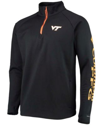 Men's Black Virginia Tech Hokies Terminal Tackle Fleece Raglan Omni-Shade Quarter-Zip Jacket