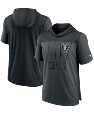 Men's Heathered Charcoal, Black Las Vegas Raiders Performance Hoodie T-shirt