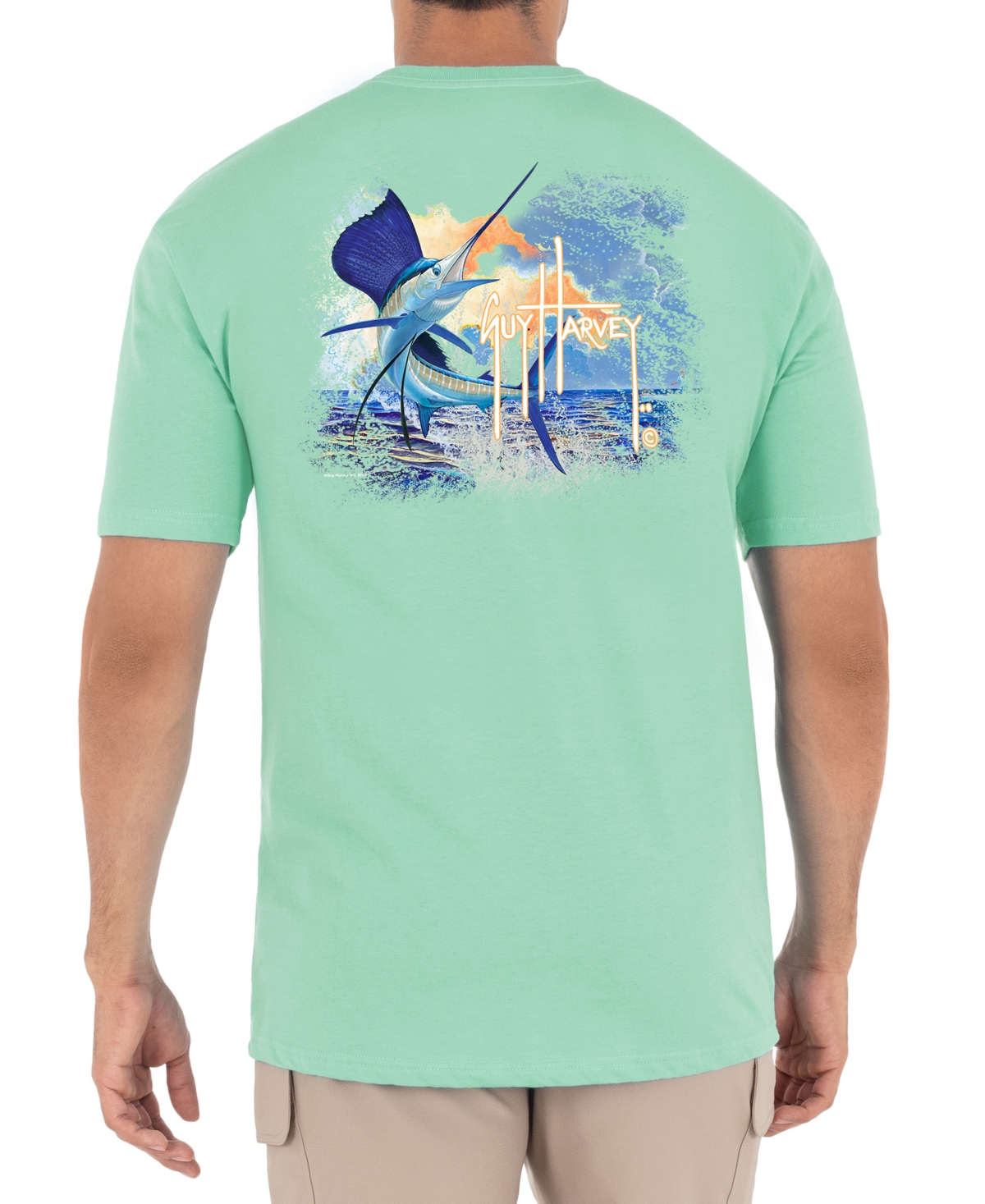 Guy Harvey Men's Sunset Sailfish Logo Graphic T-Shirt