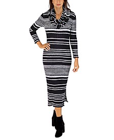 Striped Bodycon Dress and Scarf