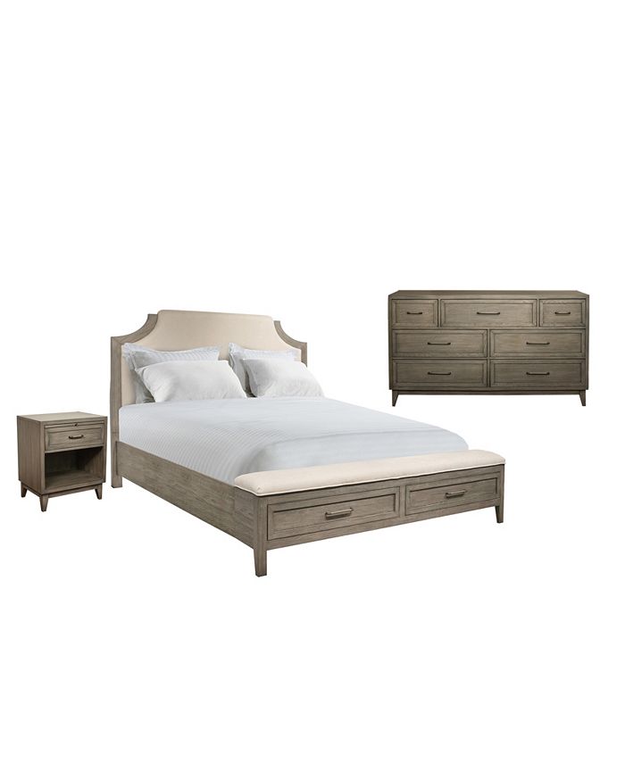 Furniture Vogue 3pc Bedroom Set (Queen Bed, Dresser & One Drawer Nightstand) - Macy's