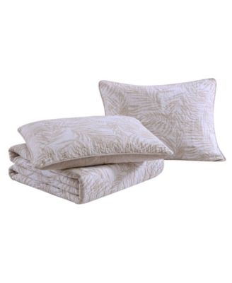 Palmday Cotton Reversible 3 Piece Quilt Set, Full/Queen