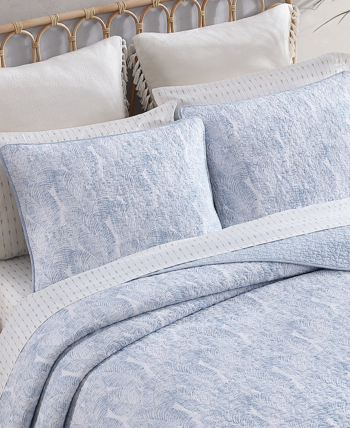 Closeout! Tommy Bahama Home Distressed Water Leaves 3-Pc. Quilt Set