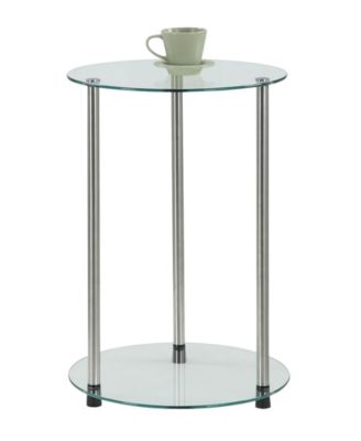15.75" Glass Designs2Go 2 Tier Round End Table