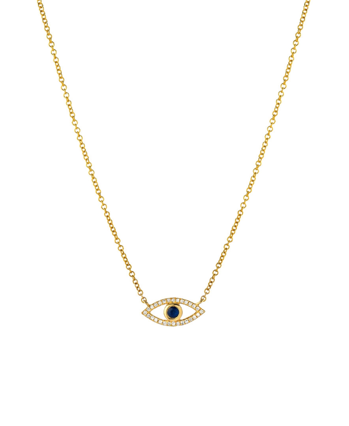 Diamond Sapphire 14K Gold Evil Eye Necklace - Gold