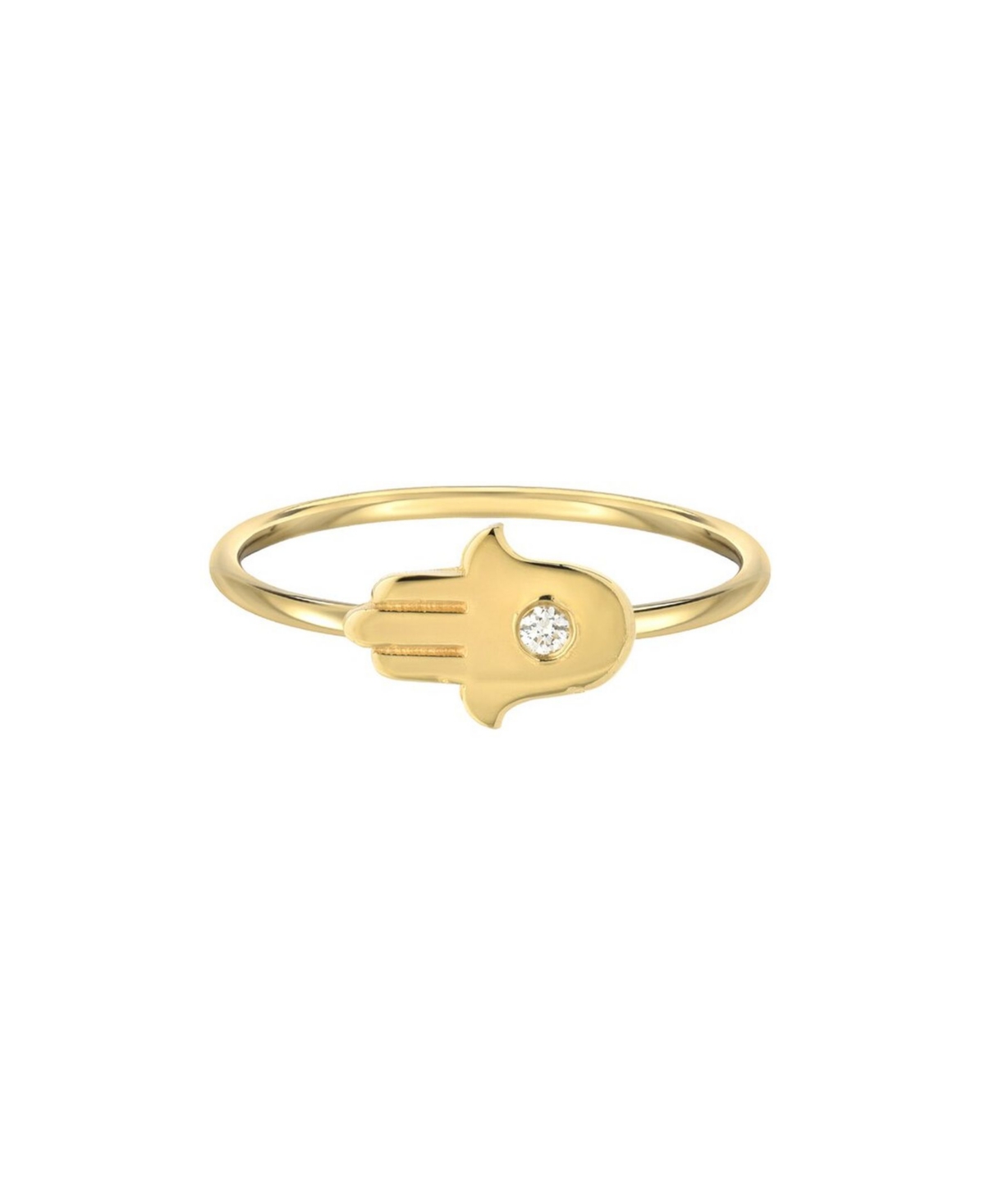 14K Gold Diamond Hamsa Ring - Gold
