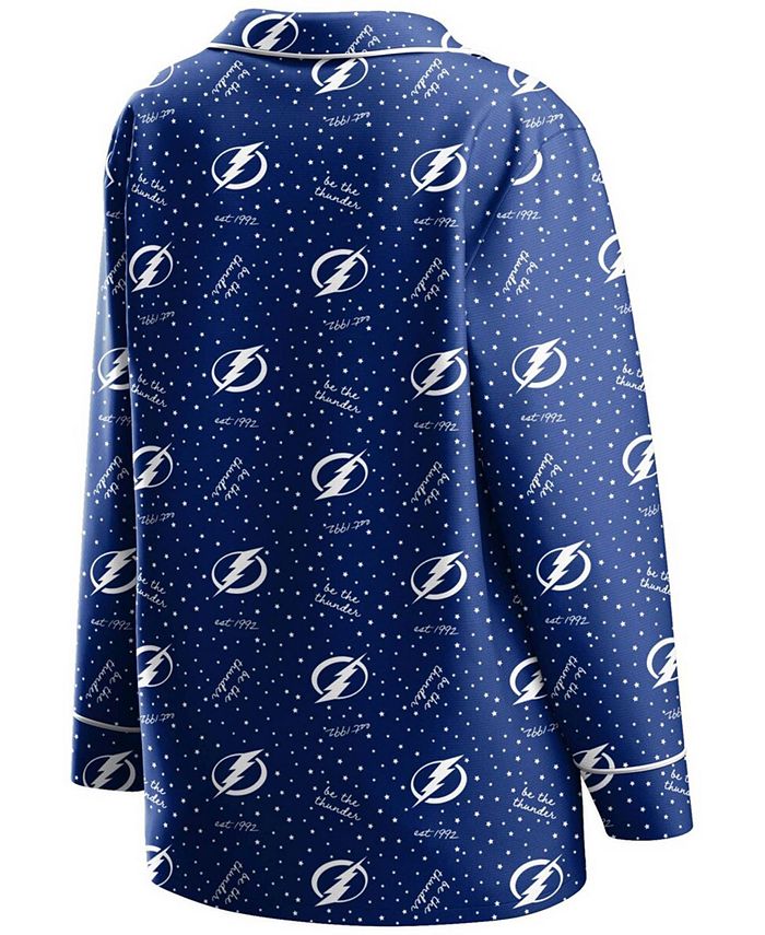 WEAR by Erin Andrews Women's Blue Tampa Bay Lightning Long Sleeve ButtonUp Shirt and Pants