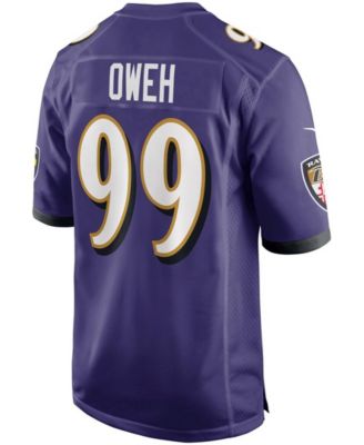 Men's Odafe Oweh Purple Baltimore Ravens 2021 NFL Draft First Round Pick Game Jersey