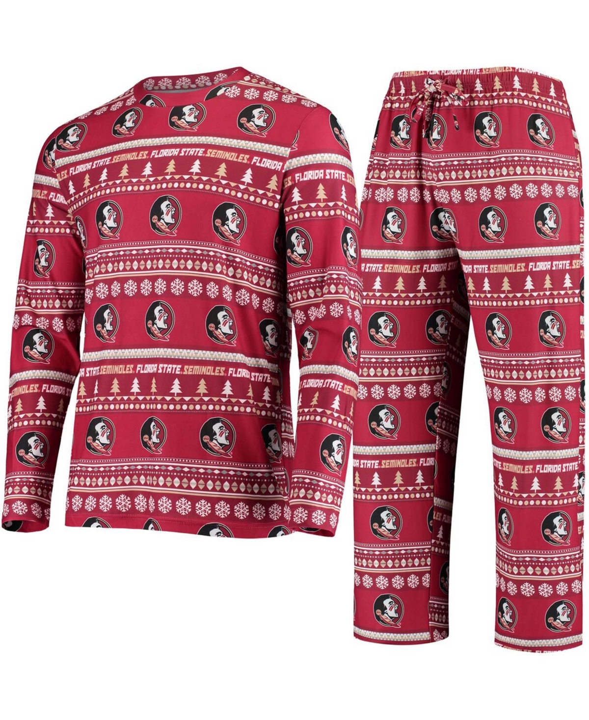 Men's Garnet Florida State Seminoles Ugly Sweater Knit Long Sleeve Top and Pant Set - Garnet