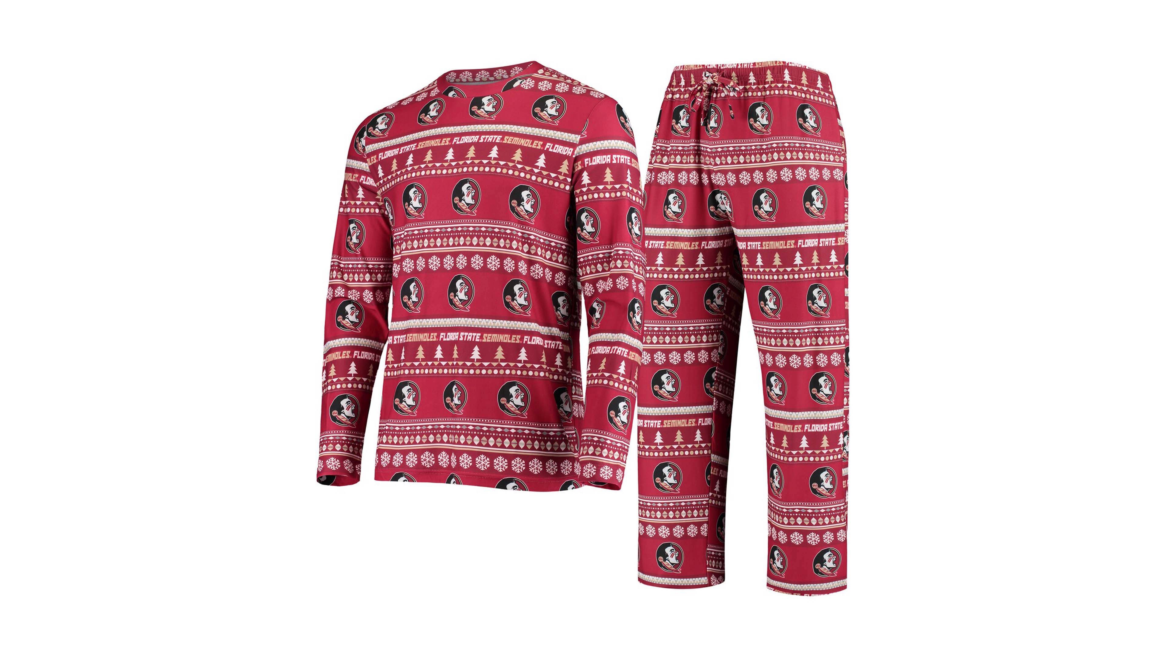 Men's Garnet Florida State Seminoles Ugly Sweater Knit Long Sleeve Top and Pant Set