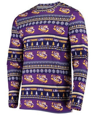 Men's Purple LSU Tigers Ugly Sweater Knit Long Sleeve Top and Pant Set