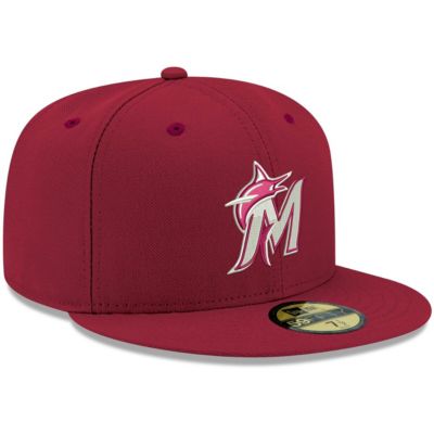 Men's Cardinal Miami Marlins Logo White 59FIFTY Fitted Hat