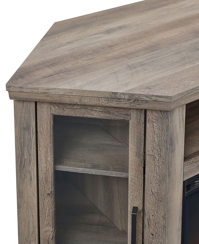 Walker Edison 48" Classic Traditional Wood Corner Fireplace Media TV