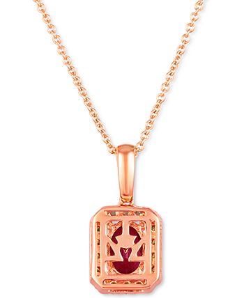 Le Vian - Passion Ruby (3/4 ct. t.w.) & Diamond (1/4 ct. t.w.) Halo 18" Pendant Necklace in 14k Rose Gold