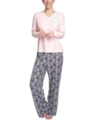 Muk Luks - Butter-Knit V-Neck & Flare-Leg Pants Lounge Set