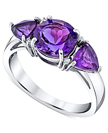 Amethyst (2-1/2 ct. t.w.) & Diamond Accent Three Stone Ring in 14k White Gold