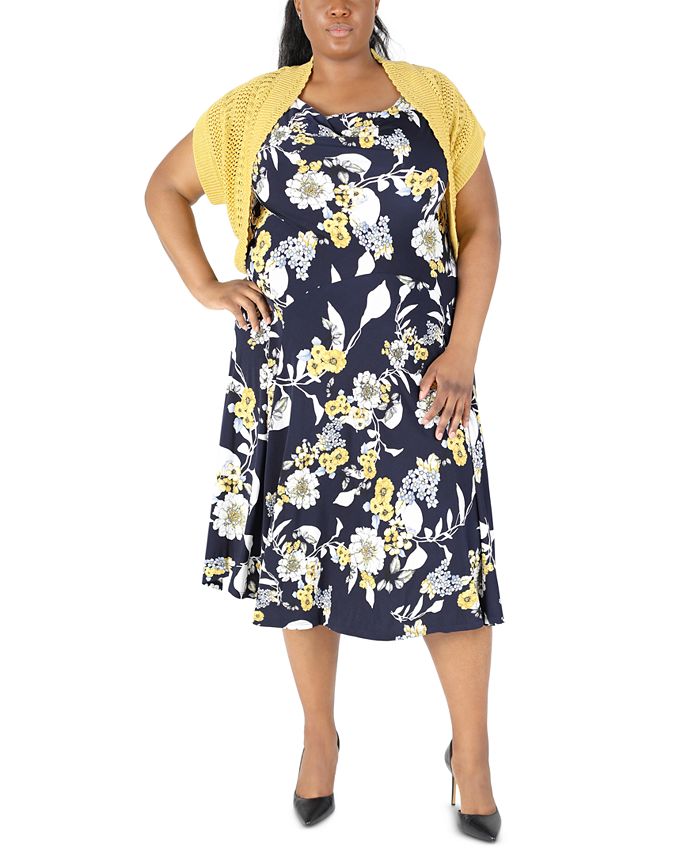 Robbie Bee Floral Dress & Crochet Shrug & - Dresses - Plus Sizes Macy's