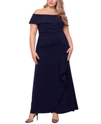 macy's blue off the shoulder dress