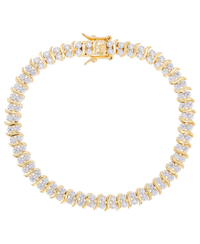 Macy s Diamond Accent S Link Bracelet in Fine Gold Plate or Fine