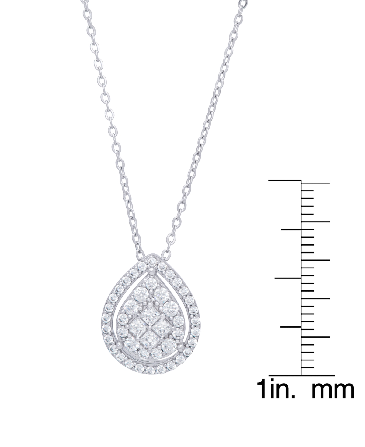 Cubic Zirconia Pear Necklace in Fine Gold Plate or Fine Silver Plate