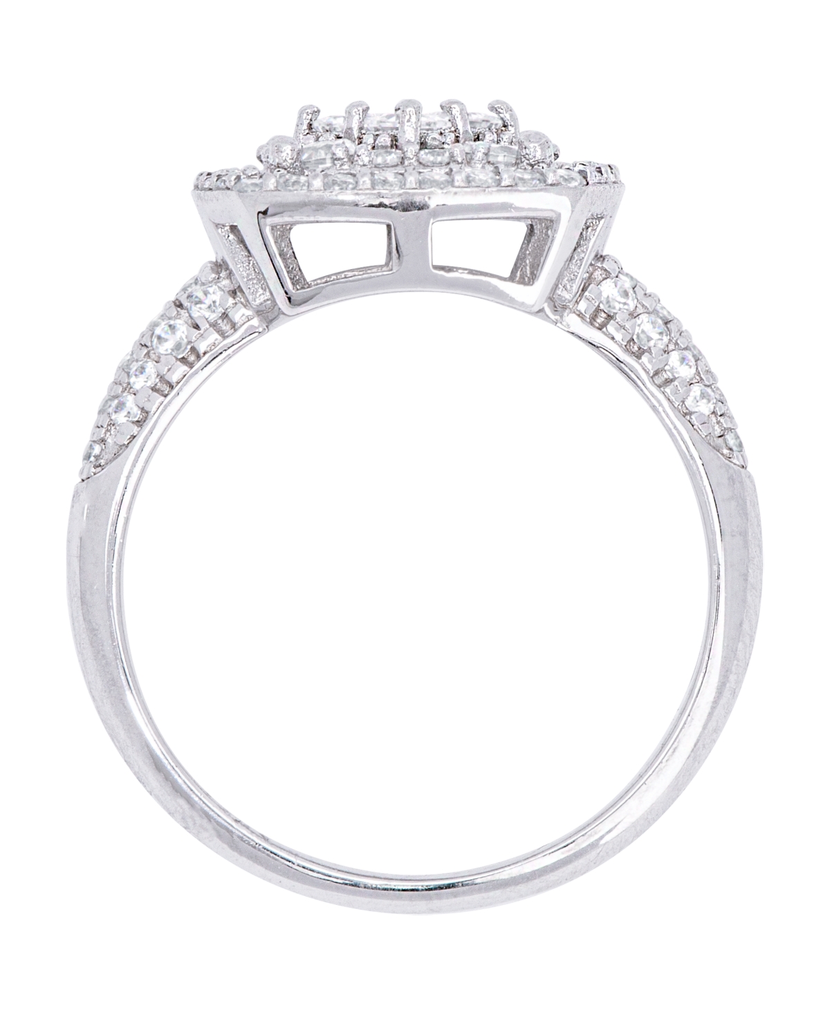 Cubic Zirconia Cushion Ring in Fine Gold Plate or Fine Silver Plate