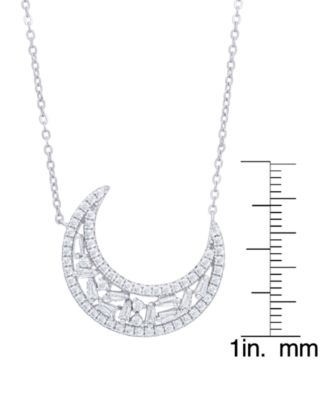 Cubic Zirconia Moon Necklace in Fine Silver Plate