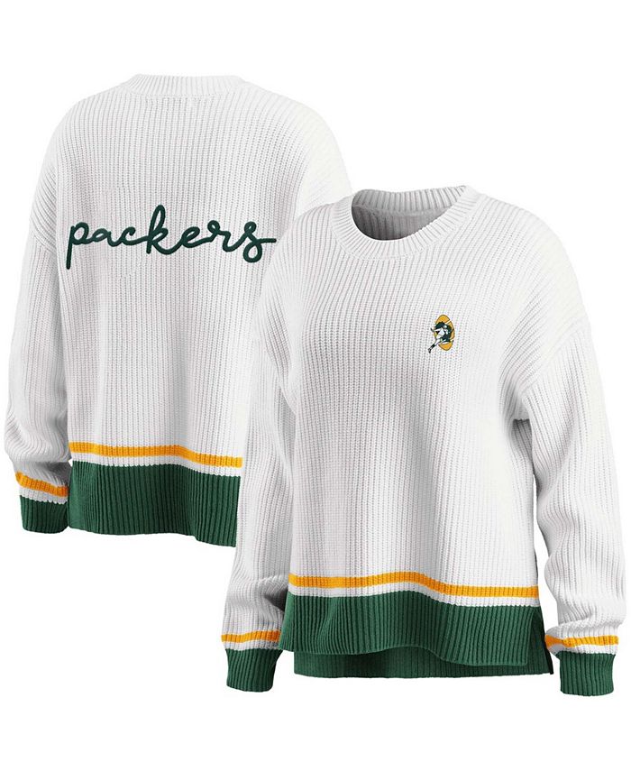 WEAR by Erin Andrews Women's White, Green Green Bay Packers Pullover  Sweater - Macy's