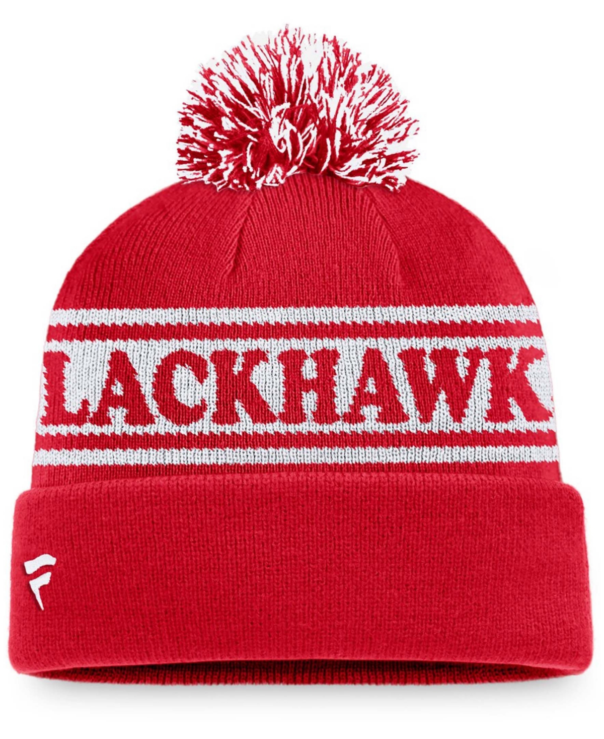 Men'sChicago Blackhawks Vintage-Like Sport Resort Cuffed Knit Hat with Pom - Red