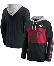 Men's Black and Heathered Gray Miami Heat Block Party Pullover Hoodie