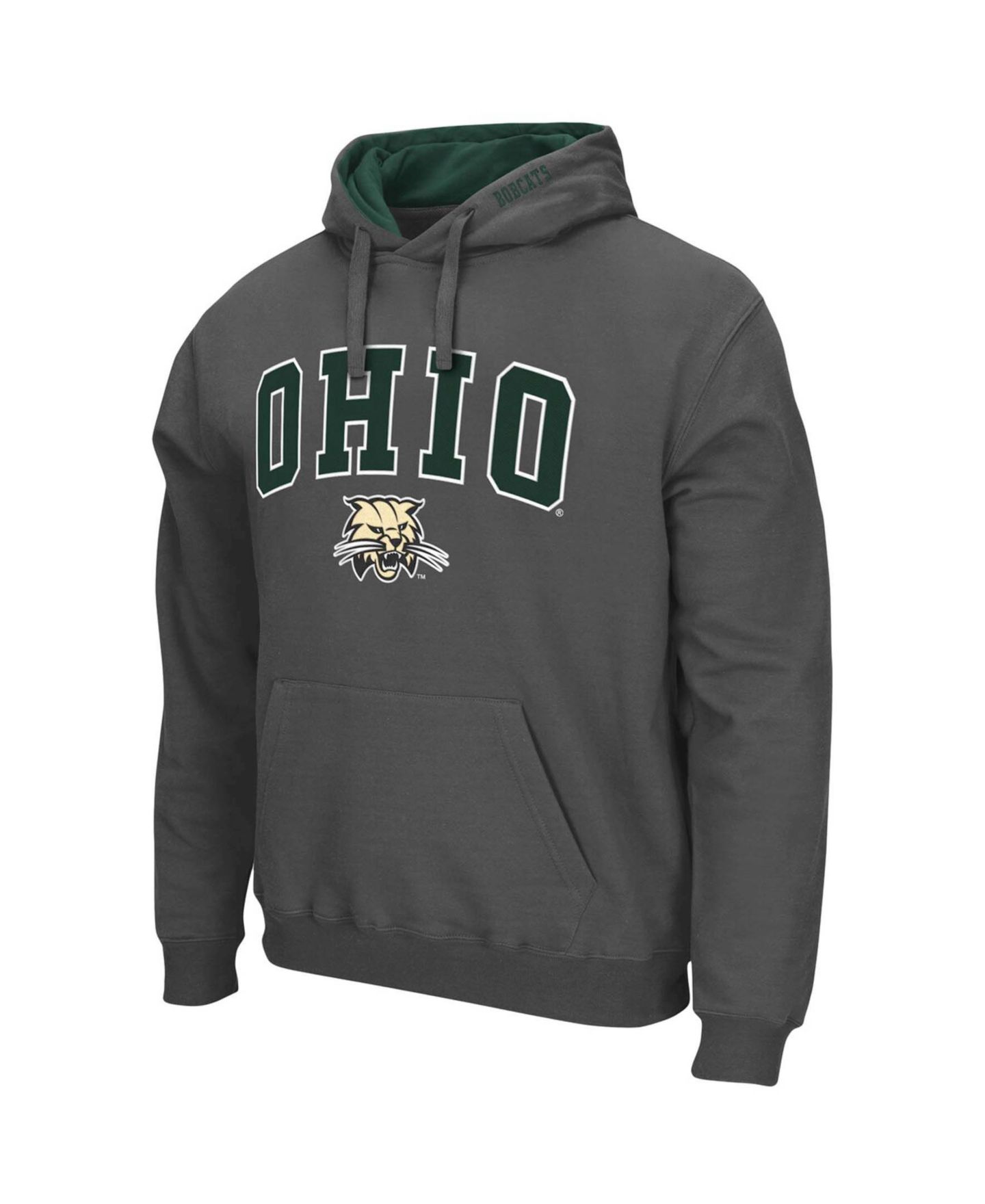 Мужское худи Colosseum Ohio Bobcats Arch and Logo Pullover, цвет: Угольный — фото 2