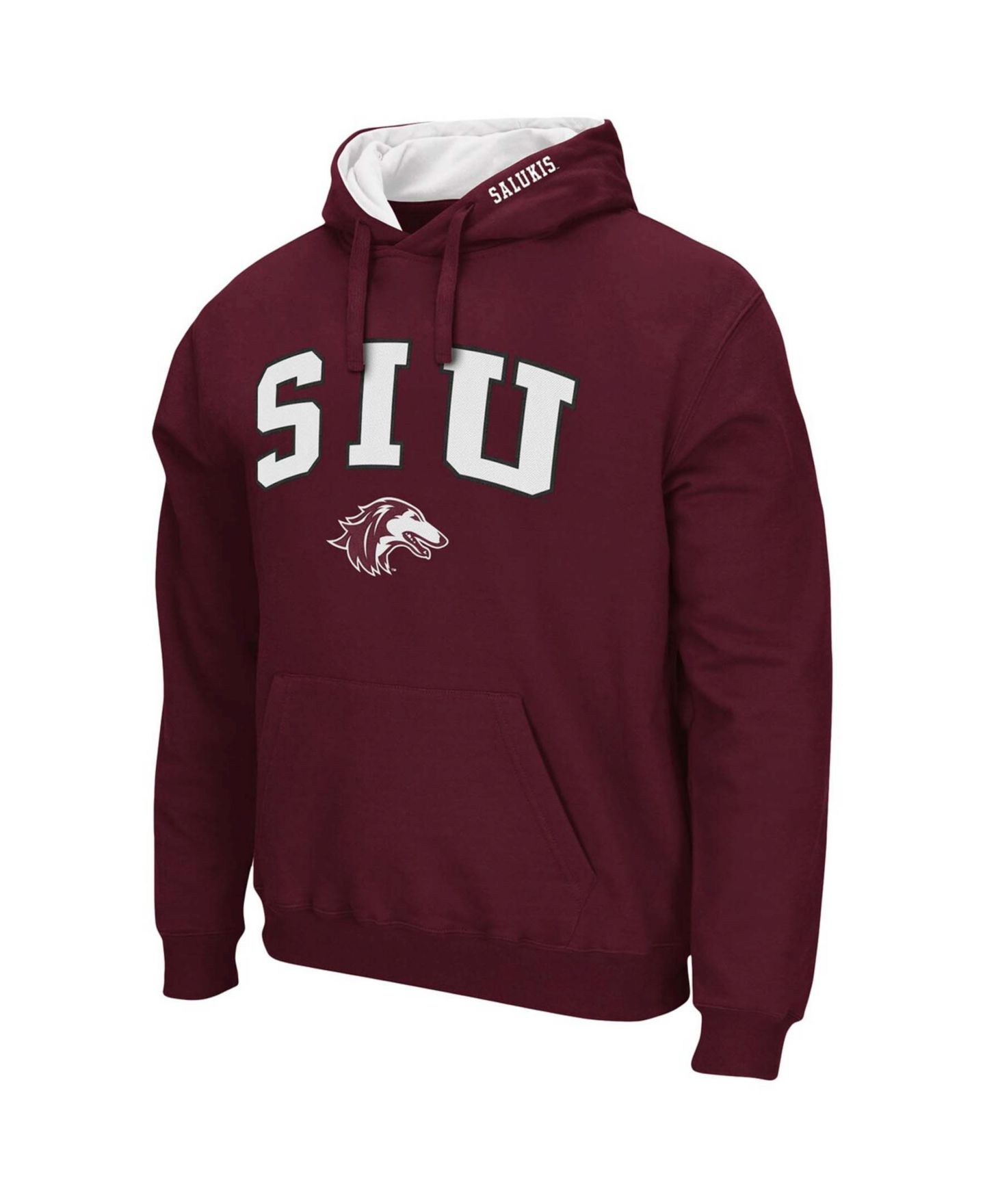 Мужское худи Colosseum Southern Illinois Salukis Arch and Logo Pullover, цвет: Угольный — фото 5