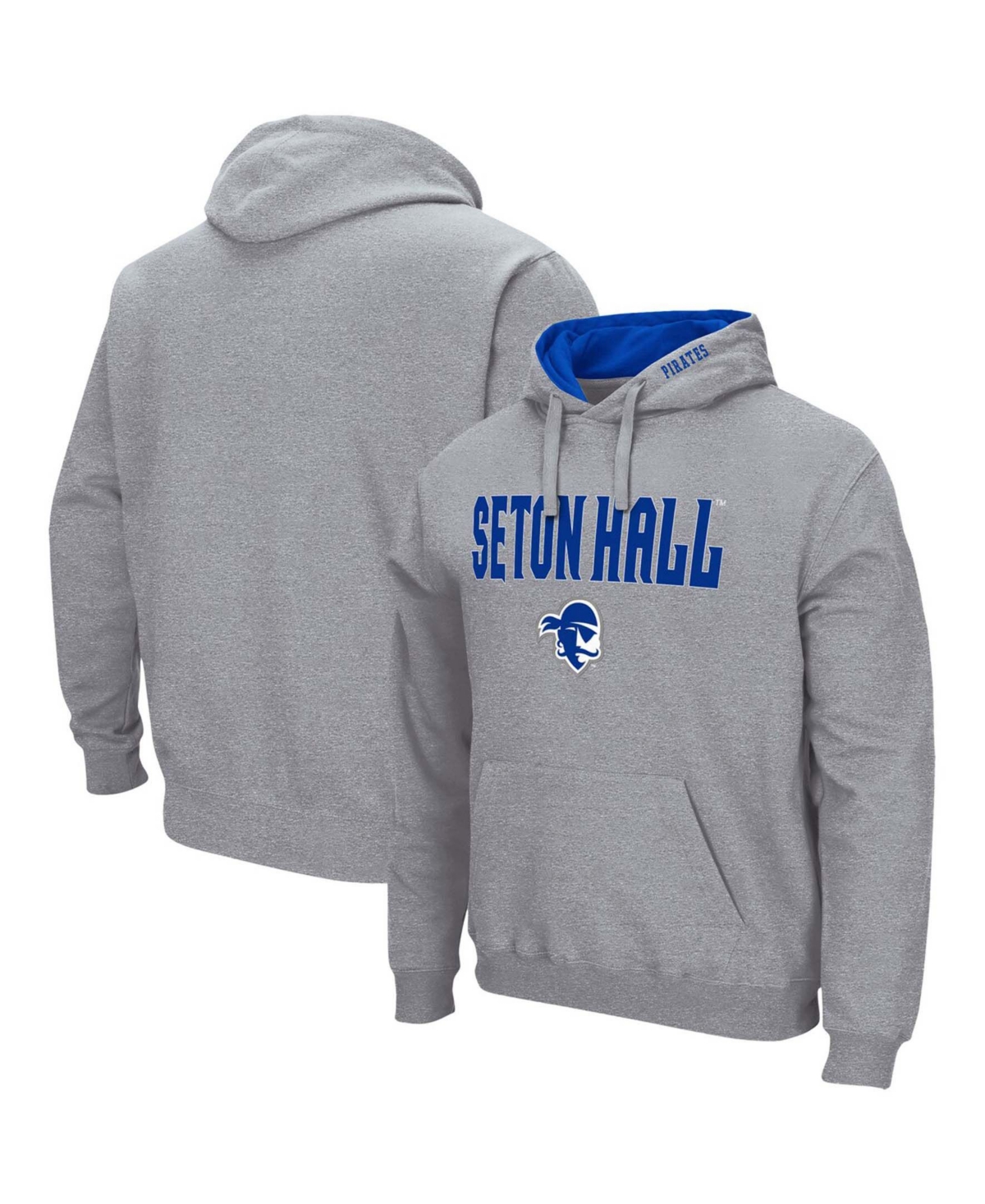 Colosseum Men's Heathered Gray Seton Hall Pirates Arch Logo 3.0 Pullover Hoodie In Heathered Gray