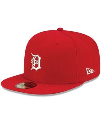 New Era Men's Red Detroit Tigers Logo White 59FIFTY Fitted Hat