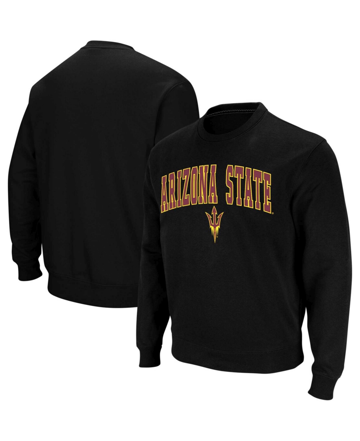 Colosseum Men's Arizona State Sun Devils Arch & Logo Pullover Sweatshirt In Black